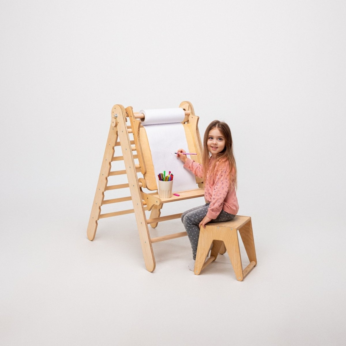 Art Addition to the Triangle Ladder Goodevas wooden ladder accessory with easel, kid drawing on Tampa Home & Garden Store