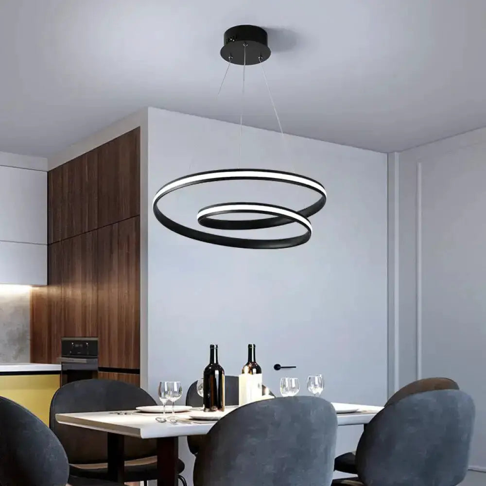 Art Deco Led Pendant Light Black and Gold Dining