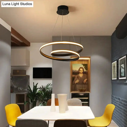 Art Deco Led Pendant Light Black and Gold Dining
