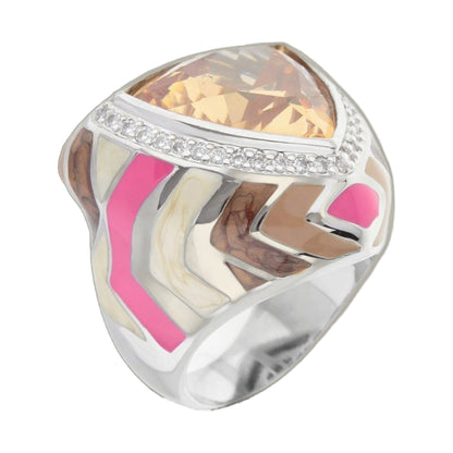 Art Deco Enamel Cocktail Ring and Gold Plating