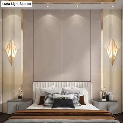Decorbites Gold Diamond Wall Light sconces pair in brass finish with geometric diamond design on Tampa Home & Garden Store
