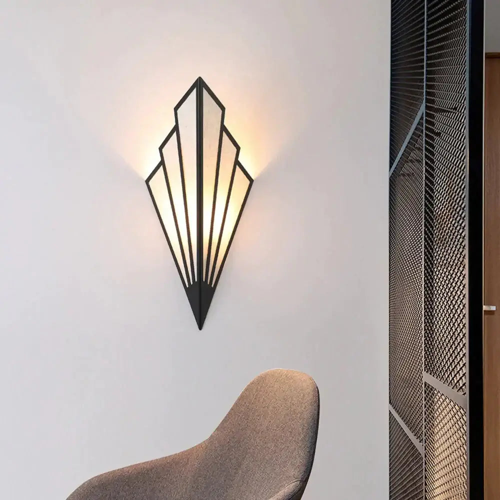 Gold Diamond Wall Light wall sconce with black metal geometric diamond frame Decorbites on Tampa Home & Garden Store