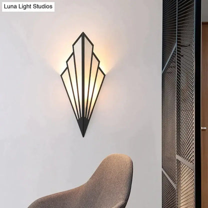 Gold Diamond Wall Light wall sconce with black geometric frame and warm glow on Tampa Home & Garden Store