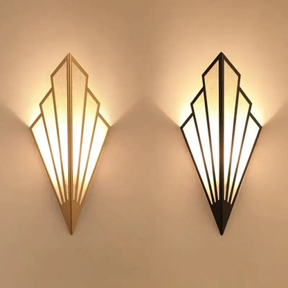 Decorbites Gold Diamond Wall Light wall sconce pair in brass and black, warm glow on Tampa Home & Garden Store