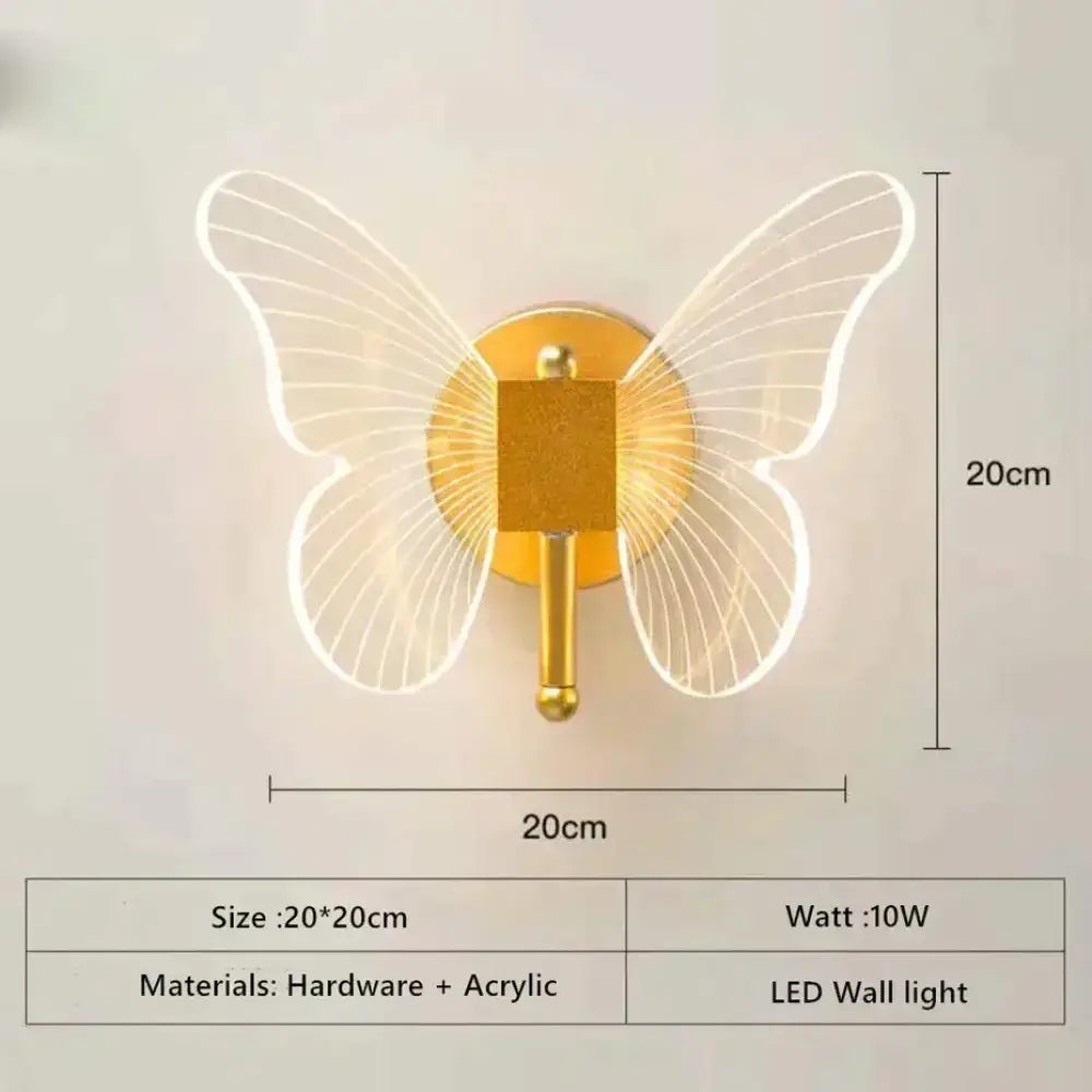 Decorbites Gold Crystal Swan Art Deco Wall Lamp, LED 20x20cm winged wall light on Tampa Home & Garden Store