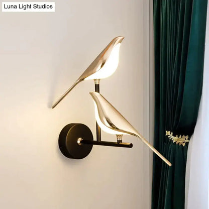 Gold crystal swan art deco wall lamp by Decorbites with two birds on Tampa Home & Garden Store