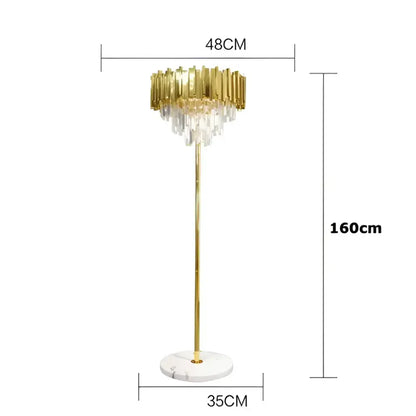 Art Deco Golden Crystal Marble Led Floor Lamp