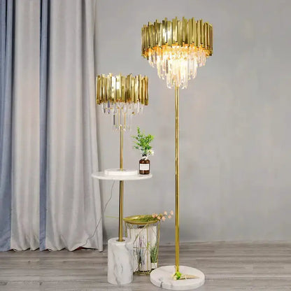 Art Deco Golden Crystal Marble Led Floor Lamp