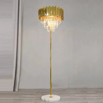 Art Deco Golden Crystal Marble Led Floor Lamp