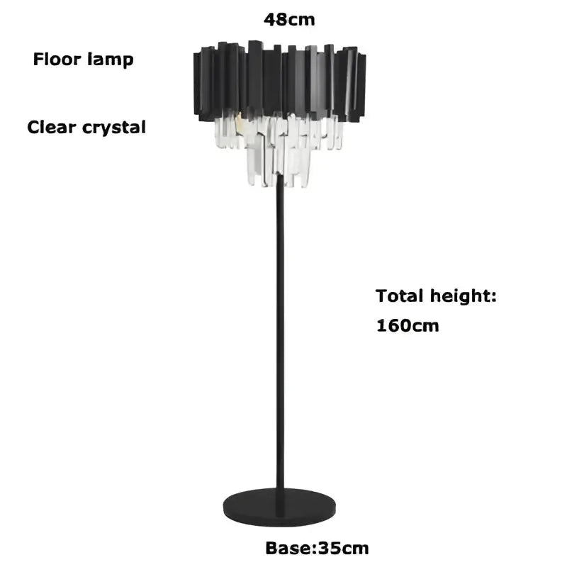 Art Deco Golden Crystal Marble Led Floor Lamp