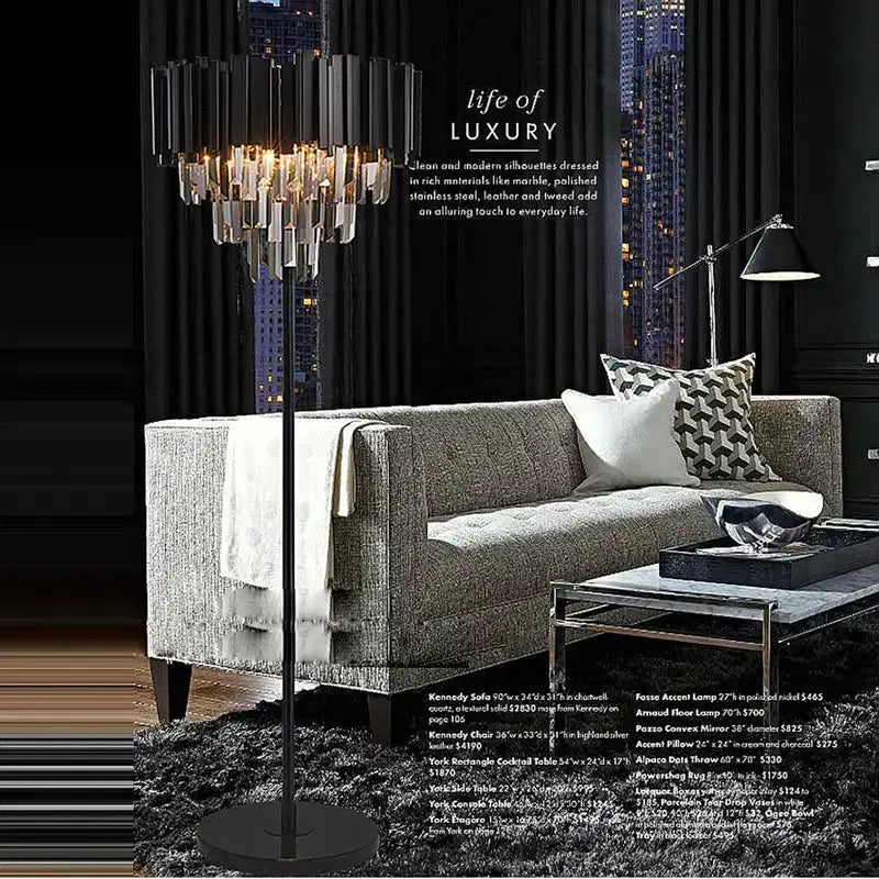 Art Deco Golden Crystal Marble Led Floor Lamp