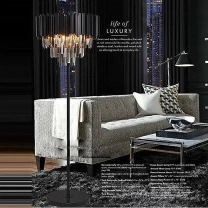 Art Deco Golden Crystal Marble Led Floor Lamp