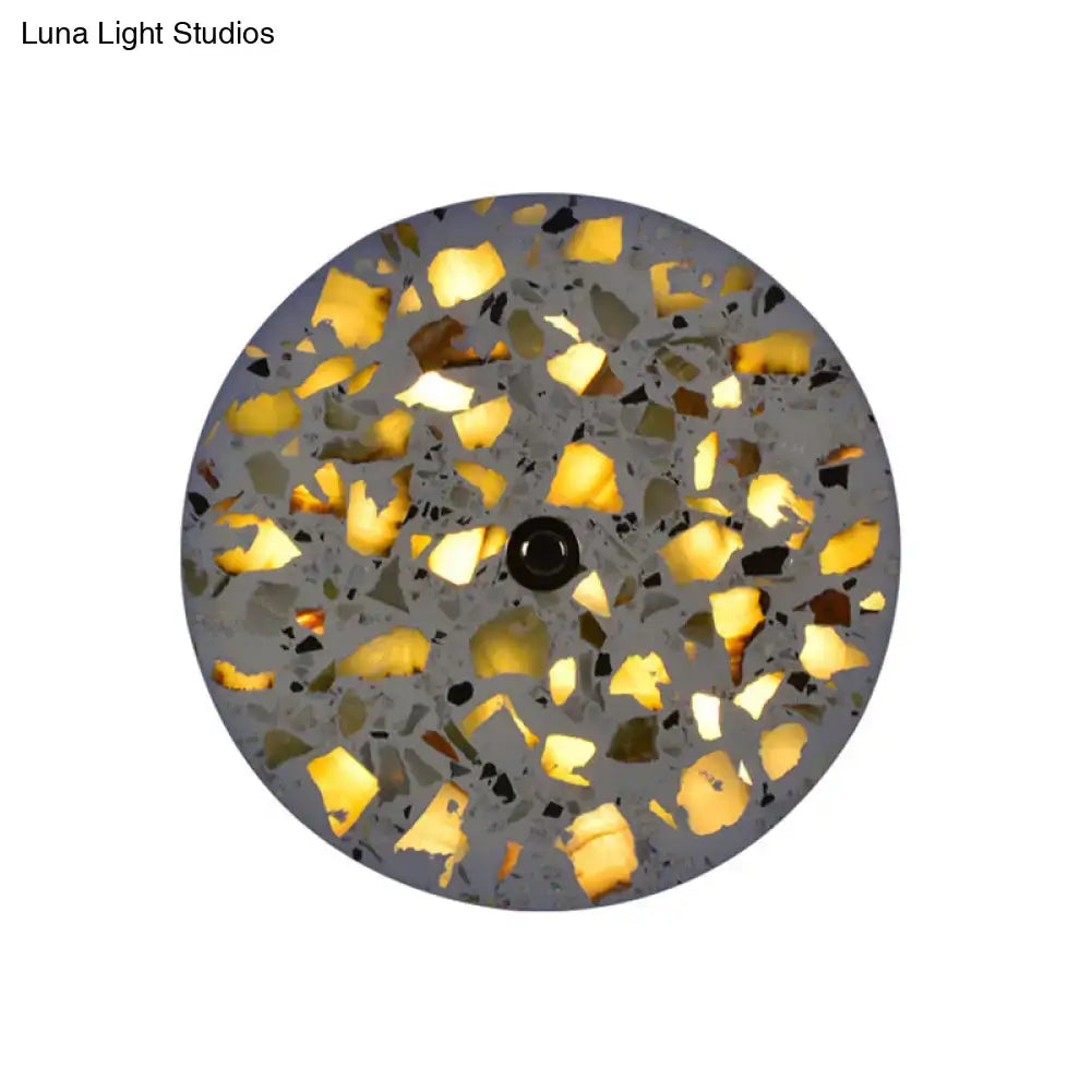 Decorbites terrazzo LED wall light, round gray terrazzo with gold chip accents on Tampa Home & Garden Store