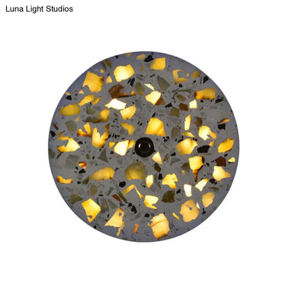 Decorbites terrazzo LED wall light, round gray terrazzo with gold chip accents on Tampa Home & Garden Store