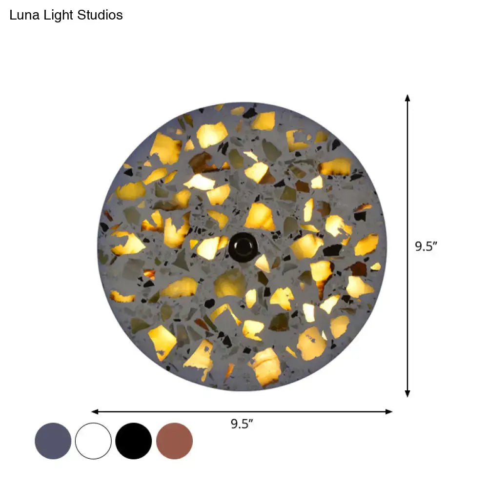 Terrazzo LED Wall Light by Decorbites, gray terrazzo with yellow chips, 9.5-inch diameter on Tampa Home & Garden Store
