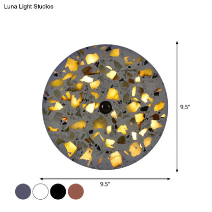 Terrazzo LED Wall Light by Decorbites, gray terrazzo with yellow chips, 9.5-inch diameter on Tampa Home & Garden Store