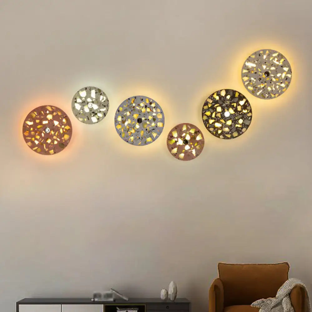 Decorbites Terrazzo LED wall light set of seven colorful discs with warm glow on Tampa Home & Garden Store