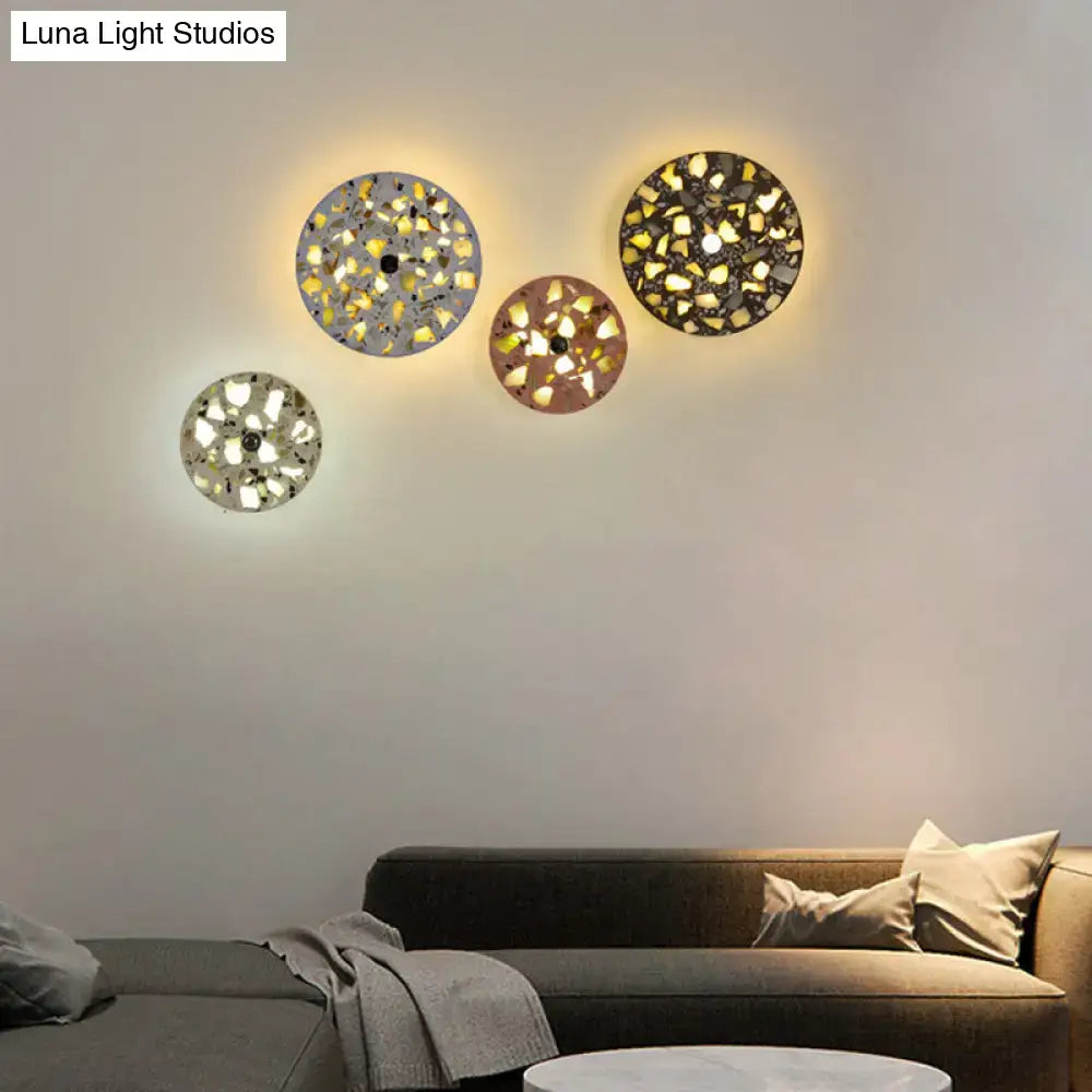 Terrazzo LED wall light set of 4 discs by Decorbites with mixed-color terrazzo glow on Tampa Home & Garden Store