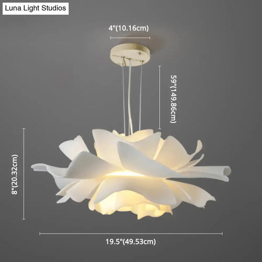 White Tulle-Like Floral Chandelier LED Cafe Light Fixture - Tampa Home & Garden Store