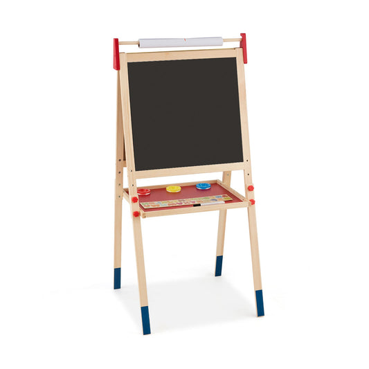 All-in-One Wooden Height Adjustable Kid's Art Easel with Magnetic Stickers and Paper - Tampa Home & Garden Store