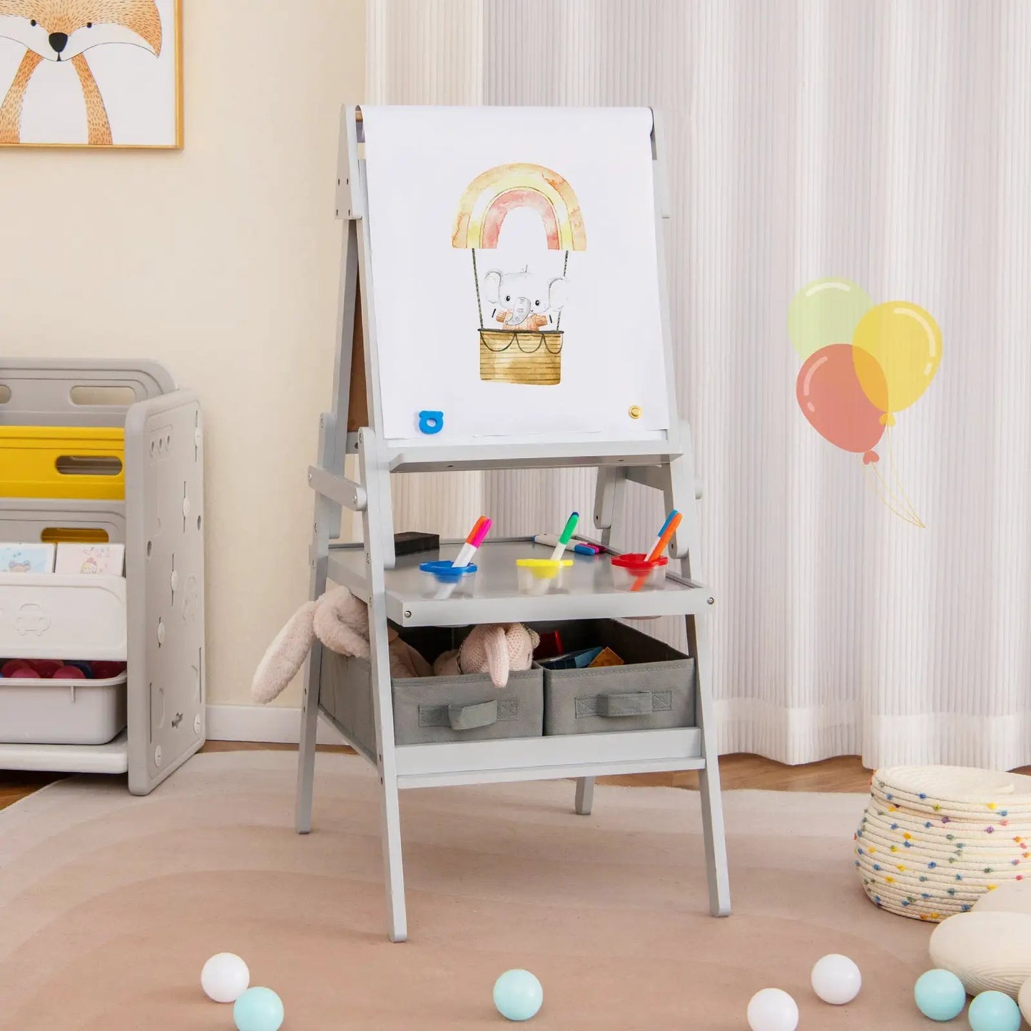 3 in 1 Art Easel for Kids with Chalkboard