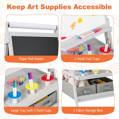 3 in 1 Art Easel for Kids with Chalkboard