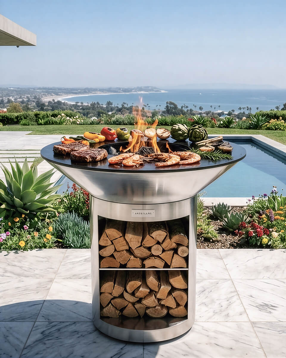 40" Arteflame Platinum Charcoal Griddle & Grill Combo | Storage Base