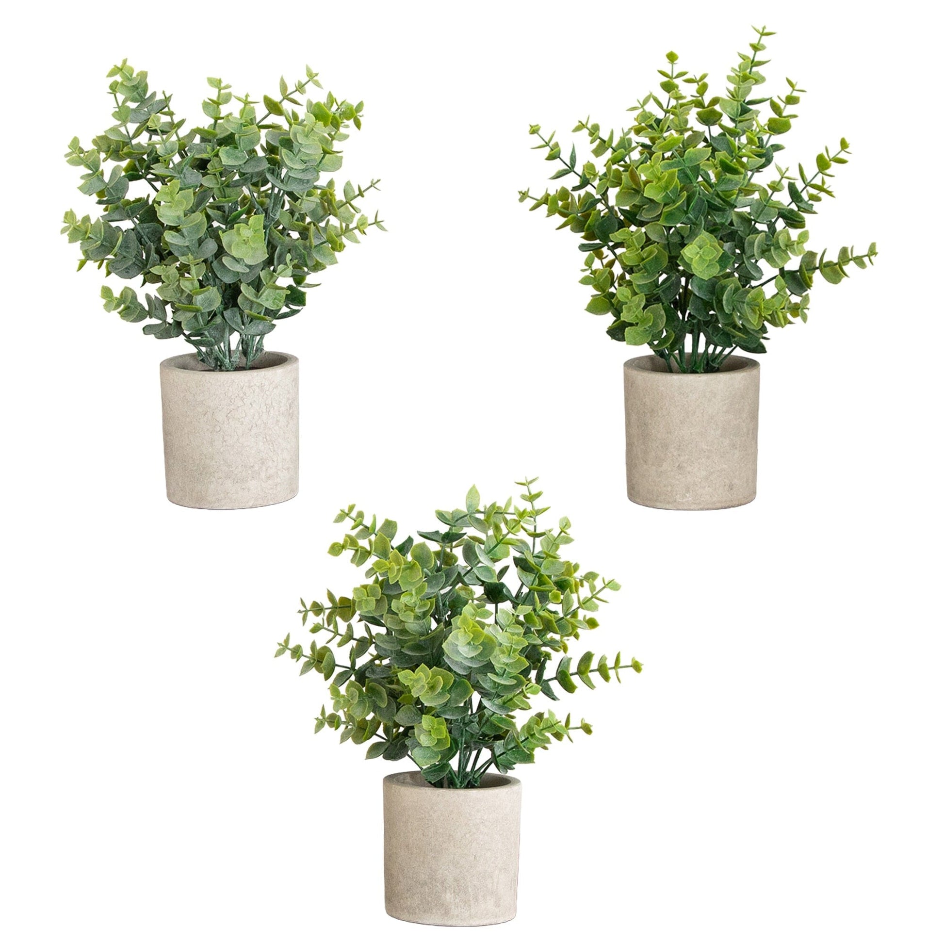 10-inch artificial baby blue eucalyptus set of 3 in decorative planters by Nearly Natural on Tampa Home & Garden Store