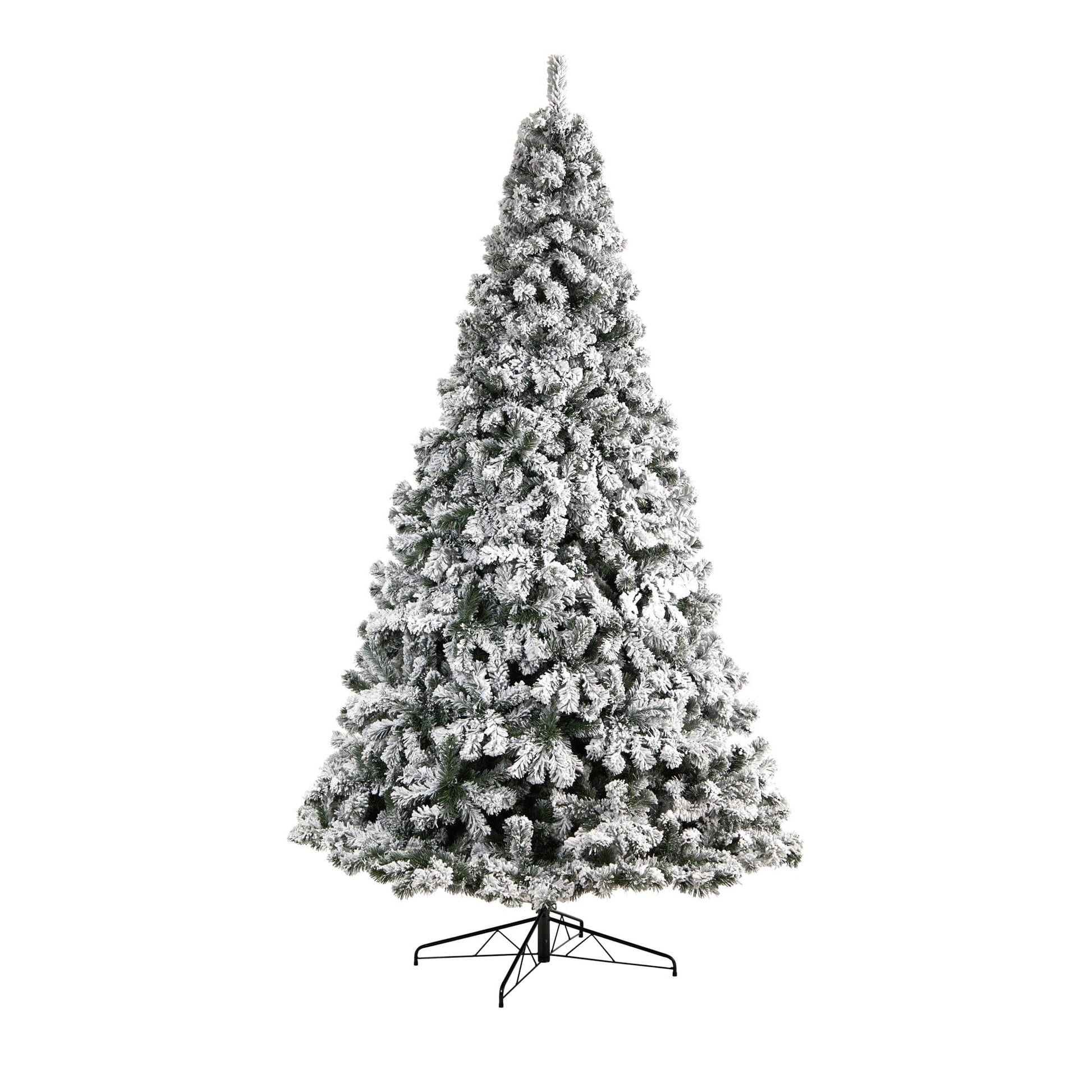 10' Flocked West Virginia Fir Christmas Tree by Nearly Natural with 1680 bendable branches on Tampa Home & Garden Store