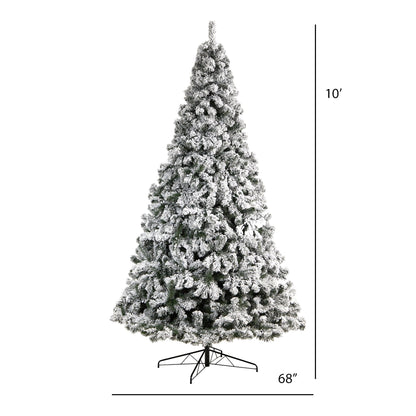 Nearly Natural 10' Flocked West Virginia Fir Christmas Tree with 1680 bendable branches on Tampa Home & Garden Store