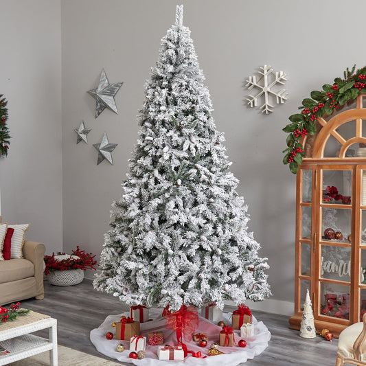 10 ft flocked West Virginia fir Christmas tree with 1680 bendable branches Nearly Natural on Tampa Home & Garden Store