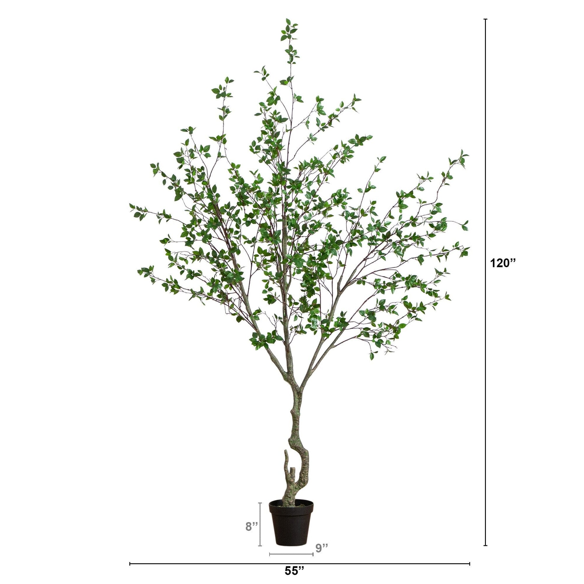 10' Minimalist Citrus Artificial Tree by Nearly Natural in a planter with green leaves on Tampa Home & Garden Store