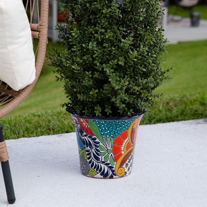 Mexican Talavera Planter Hand Painted Ceramic Pot