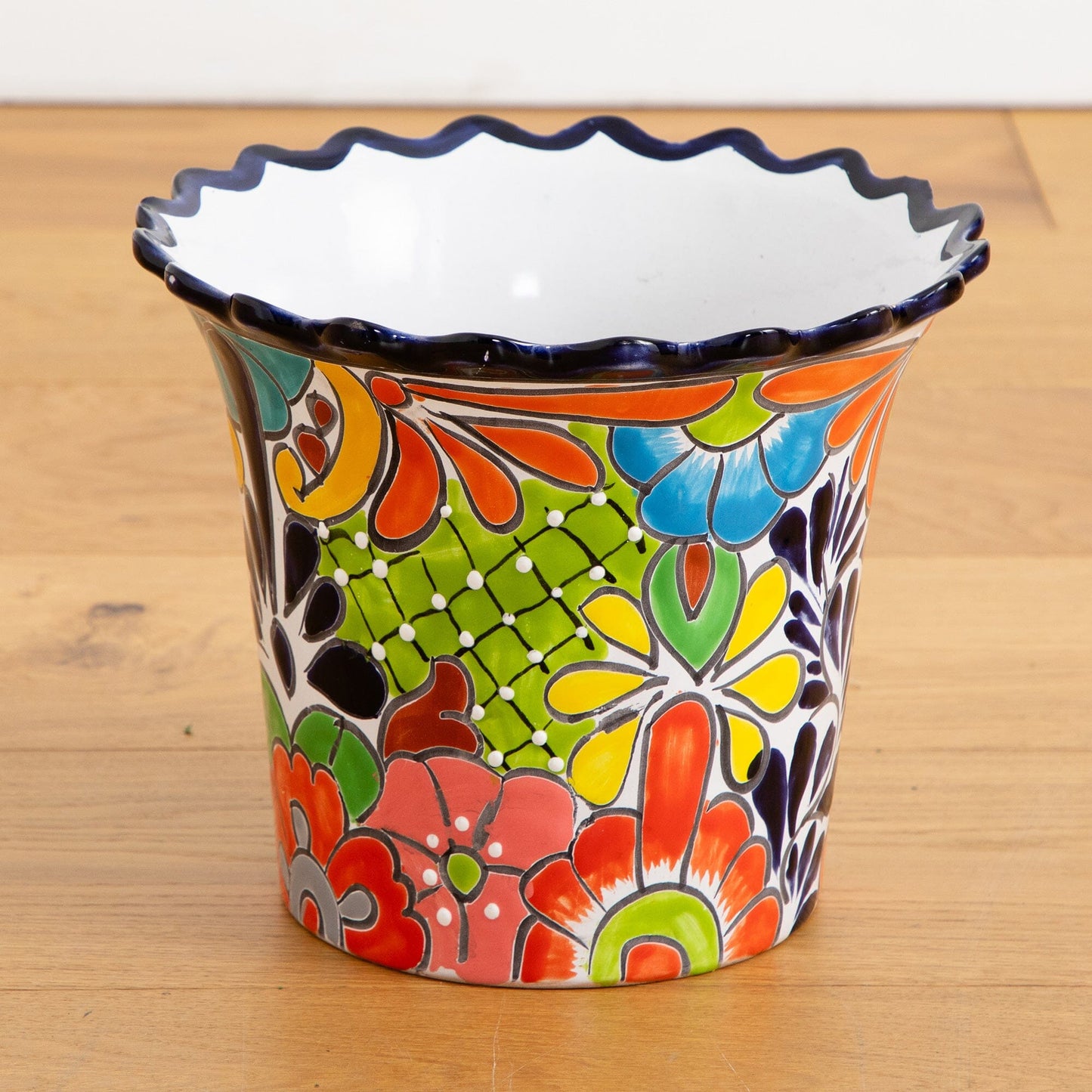 Mexican Talavera Planter Hand Painted Ceramic Pot