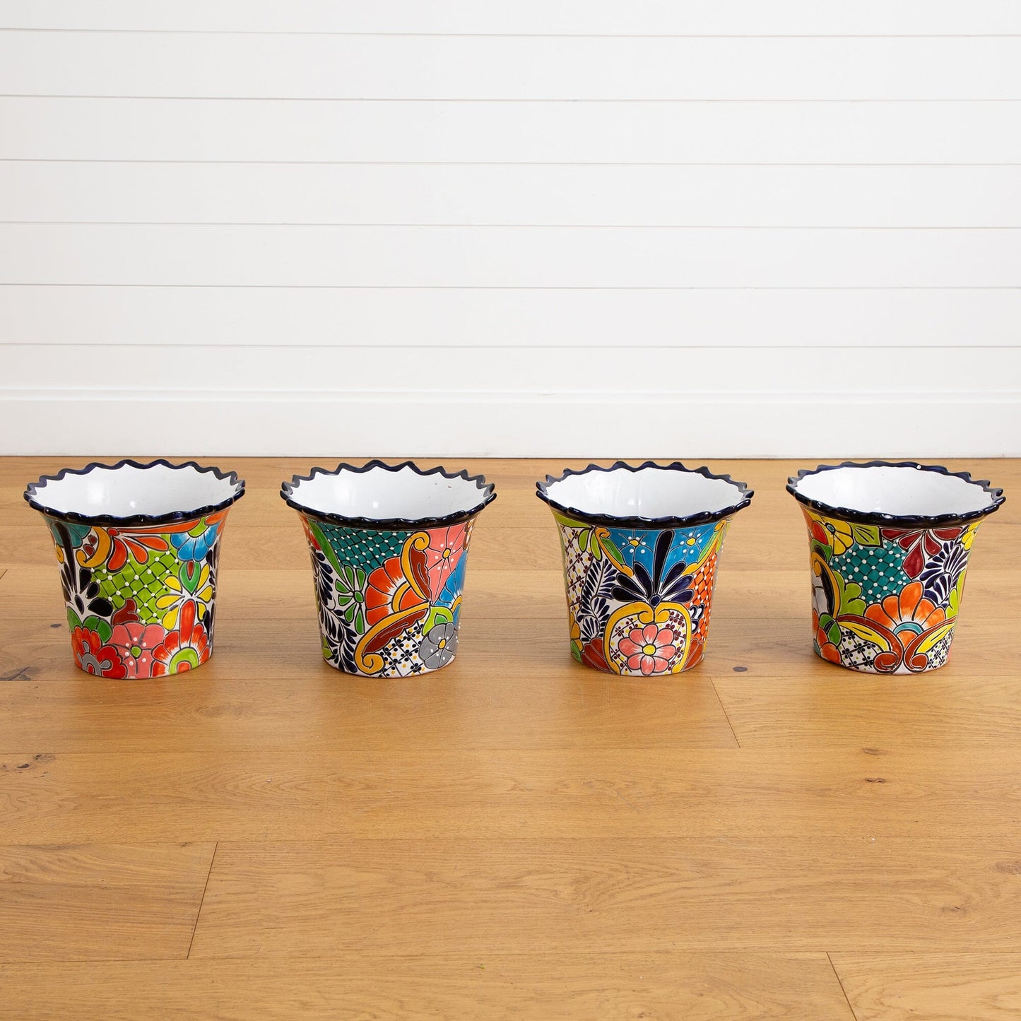 Mexican Talavera Planter Hand Painted Ceramic Pot