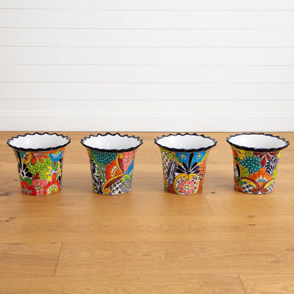 Mexican Talavera Planter Hand Painted Ceramic Pot