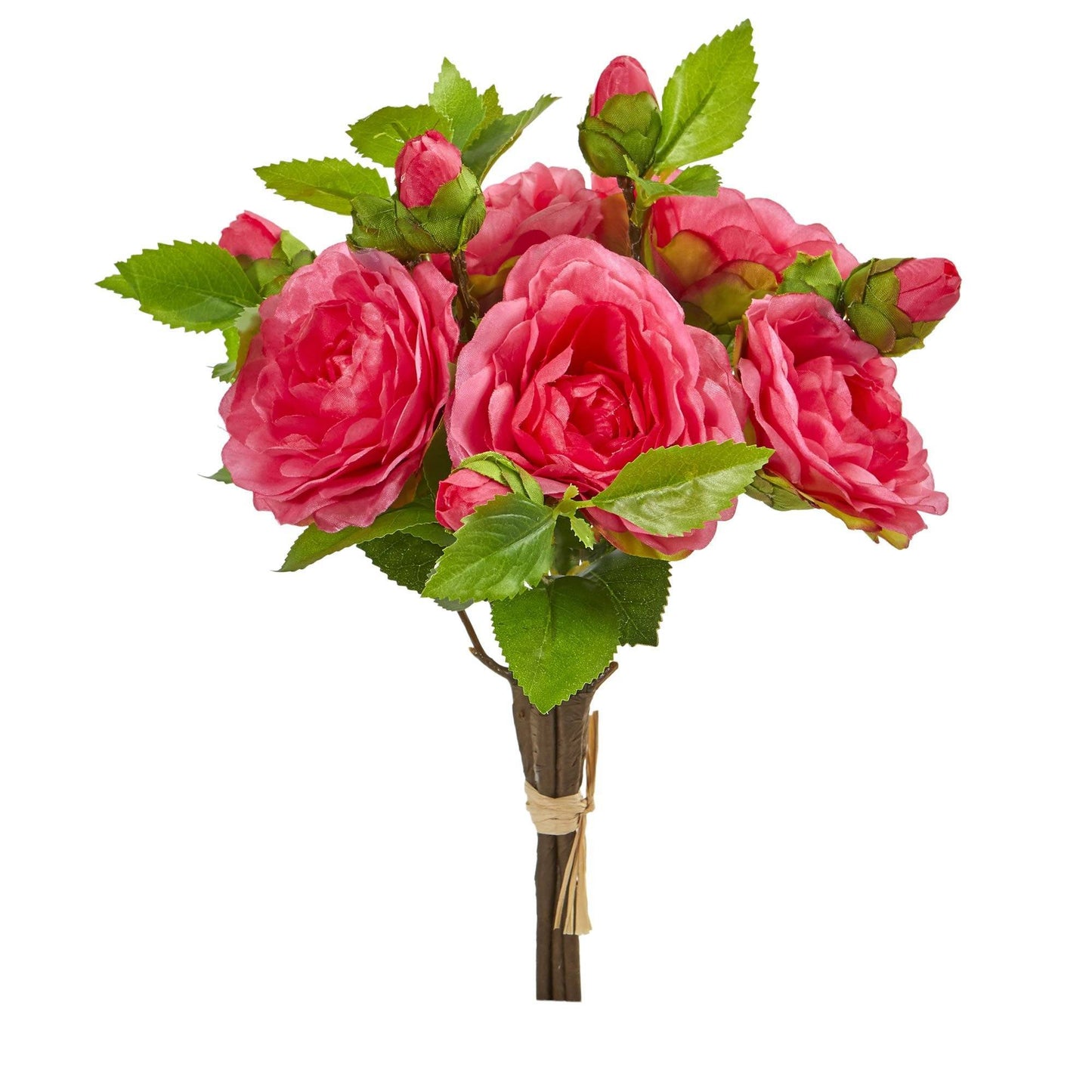 Ramo de flores artificiales de camelia de 28 cm (juego de 4)