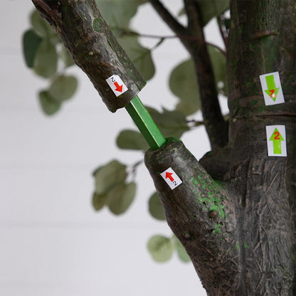 12’ artificial eucalyptus tree Nearly Natural trunk with green assembly rod and numbered labels on Tampa Home & Garden Store