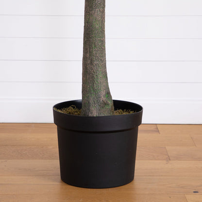 12’ artificial eucalyptus tree trunk in a black planter with moss visible on Tampa Home & Garden Store