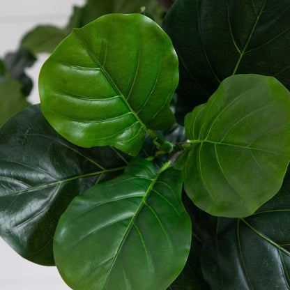 12’ Artificial Fiddle Leaf Tree foliage close-up showing glossy green leaves by Nearly Natural on Tampa Home & Garden Store