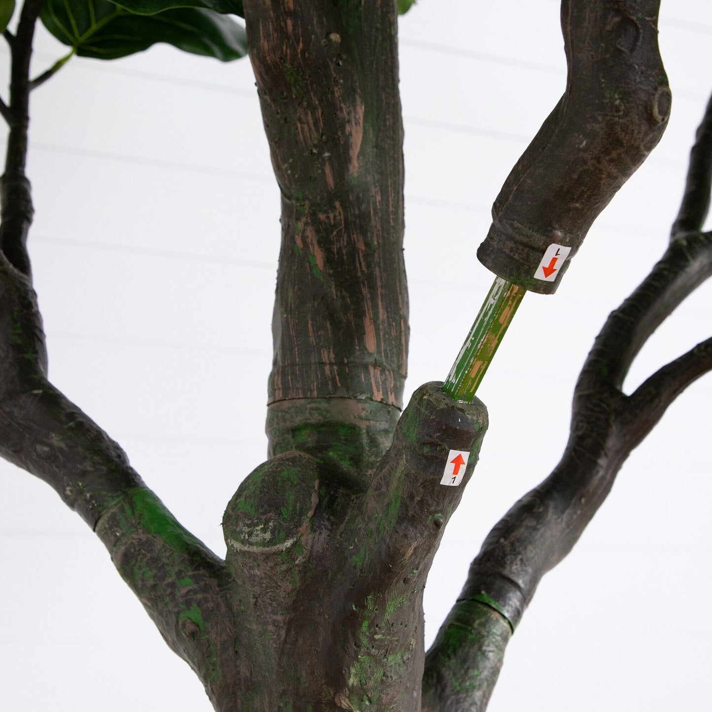 12’ Artificial Fiddle Leaf Tree by Nearly Natural with a textured brown trunk and green moss on Tampa Home & Garden Store