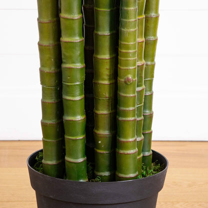 12' tall Artificial Areca Palm Tree with green trunks in a black pot UV resistant indoor/outdoor on Tampa Home & Garden Store
