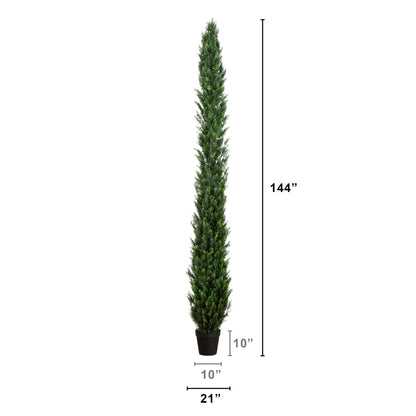 12-ft UV resistant cedar pine tree by Nearly Natural in planter for indoor/outdoor use on Tampa Home & Garden Store