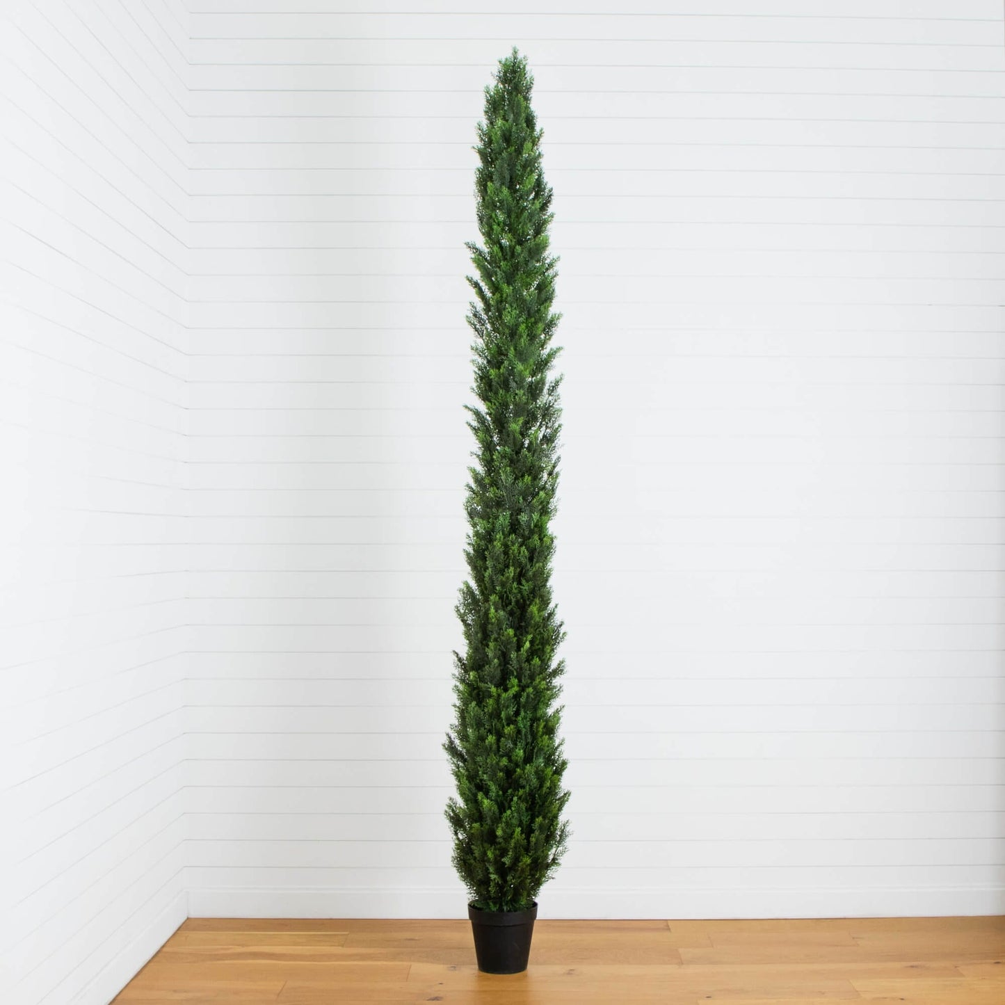 12-ft UV Resistant Artificial Cedar Pine Tree in a black pot, Nearly Natural indoor/outdoor on Tampa Home & Garden Store