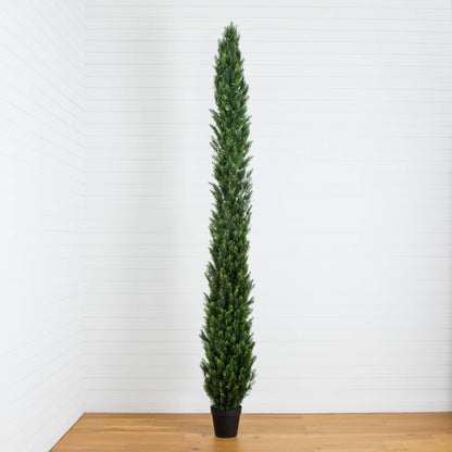 12-ft UV Resistant Artificial Cedar Pine Tree in a black pot, Nearly Natural indoor/outdoor on Tampa Home & Garden Store