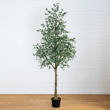 13’ Artificial Eucalyptus Tree in black pot with green leaves Nearly Natural indoor tree on Tampa Home & Garden Store