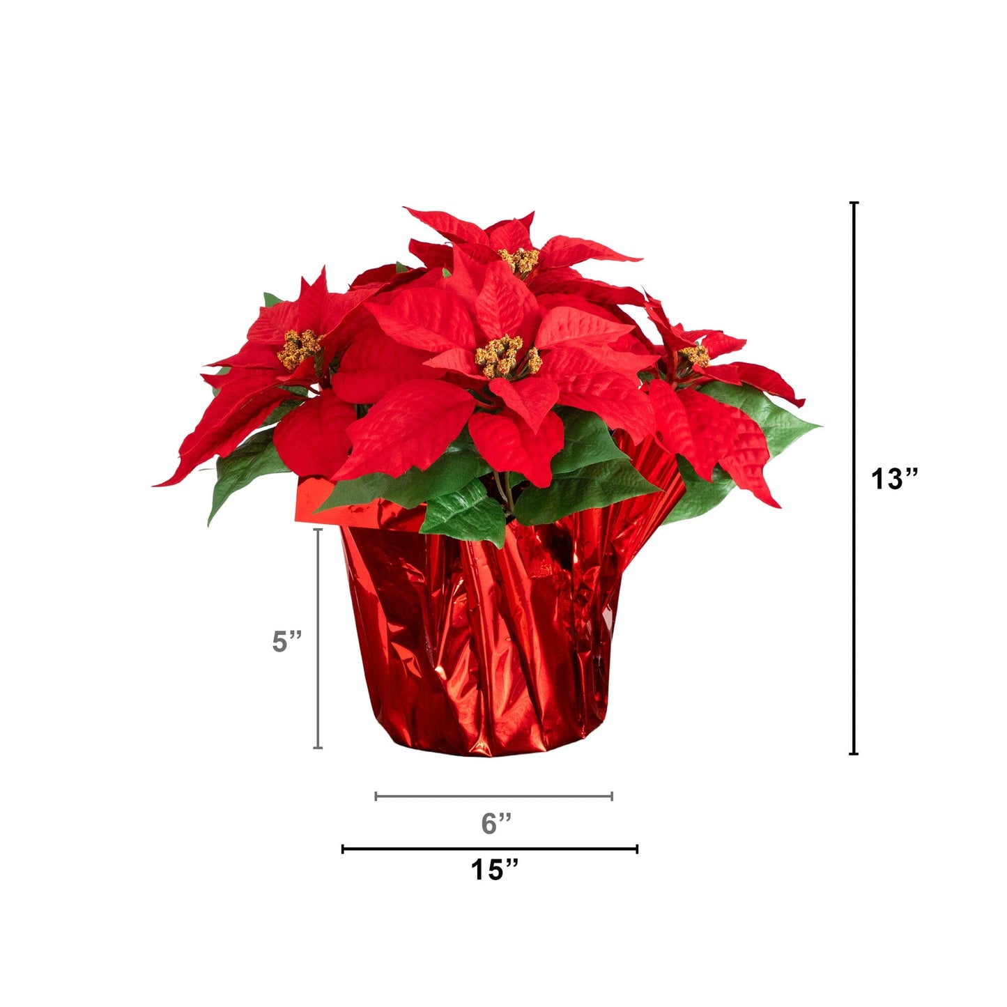Artificial poinsettia arrangement in red wrapped planter, set of 2, Nearly Natural on Tampa Home & Garden Store