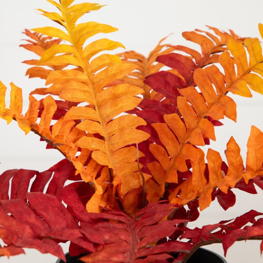 Autumn Boston Fern artificial plant, Nearly Natural, 13 in with orange and red fronds on Tampa Home & Garden Store