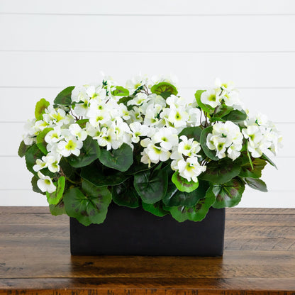 Artificial Geranium in Rectangular Planter UV Resistant (Indoor/Outdoor)