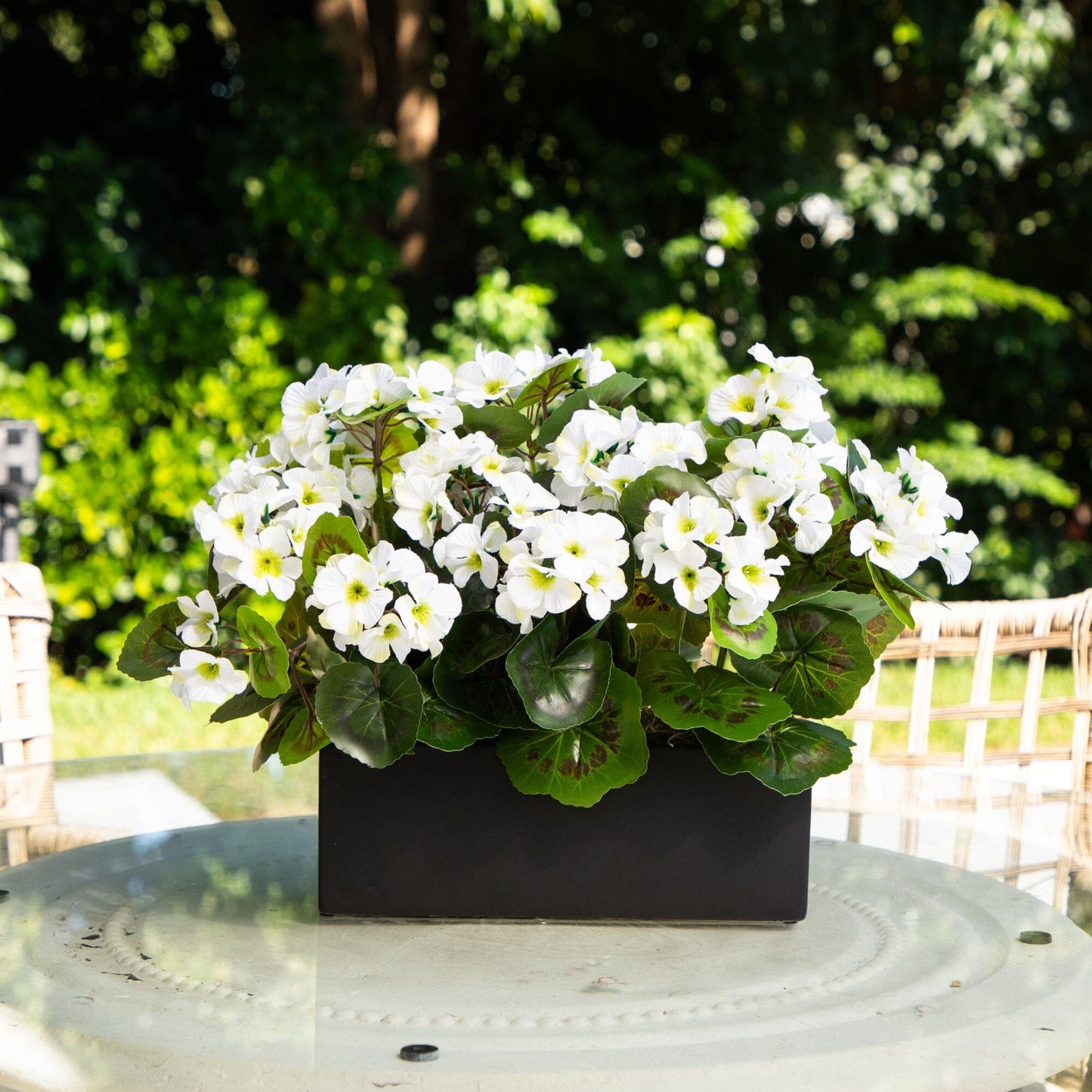 Artificial Geranium in Rectangular Planter UV Resistant (Indoor/Outdoor)